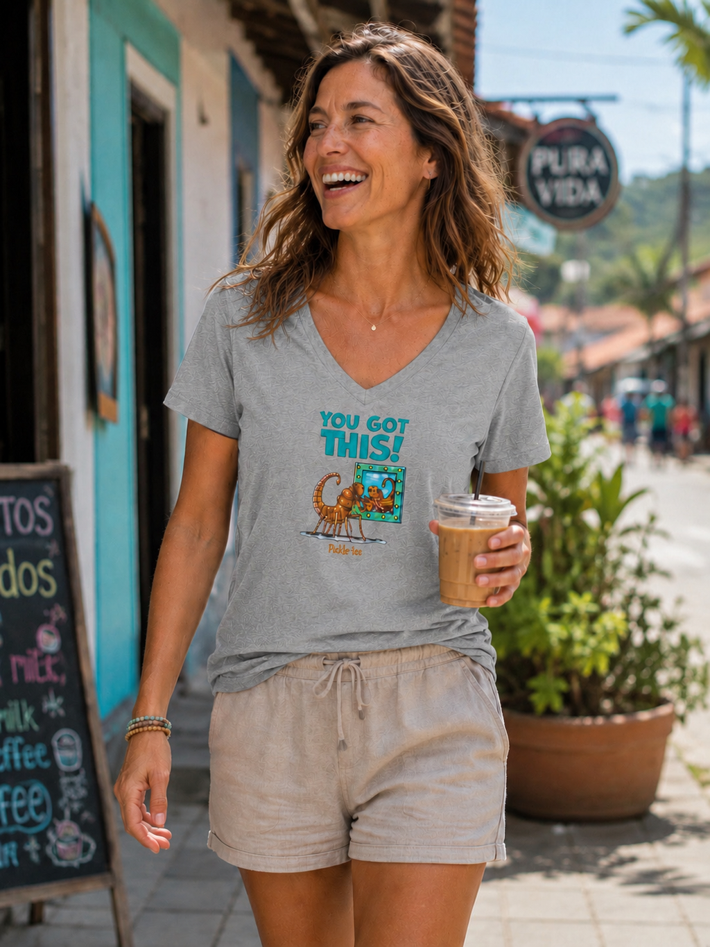You Got This! Ladies' V-Neck Midweight Tee
