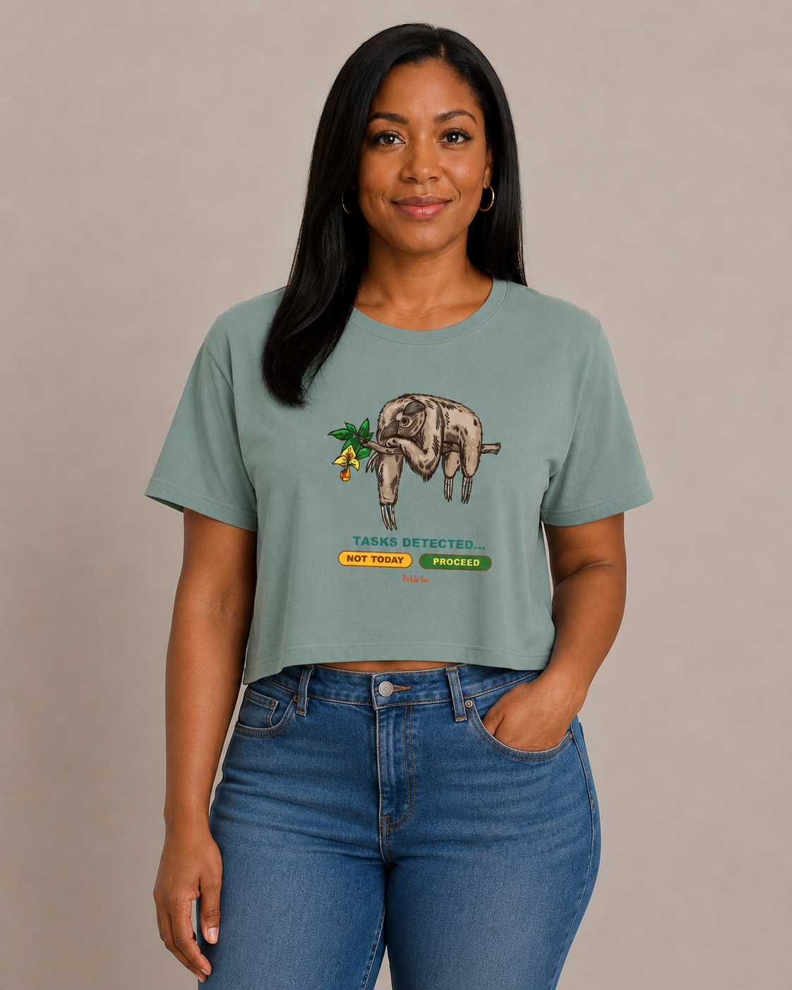 Sloth Tasks Women's Crop Tee