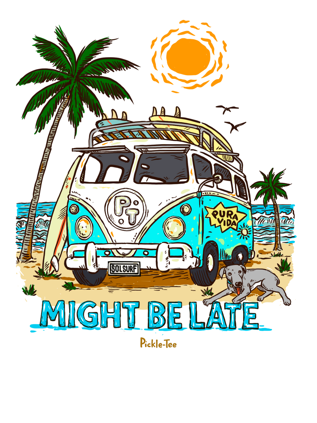 Surfing, Might Be Late, Unisex V-Neck Tee