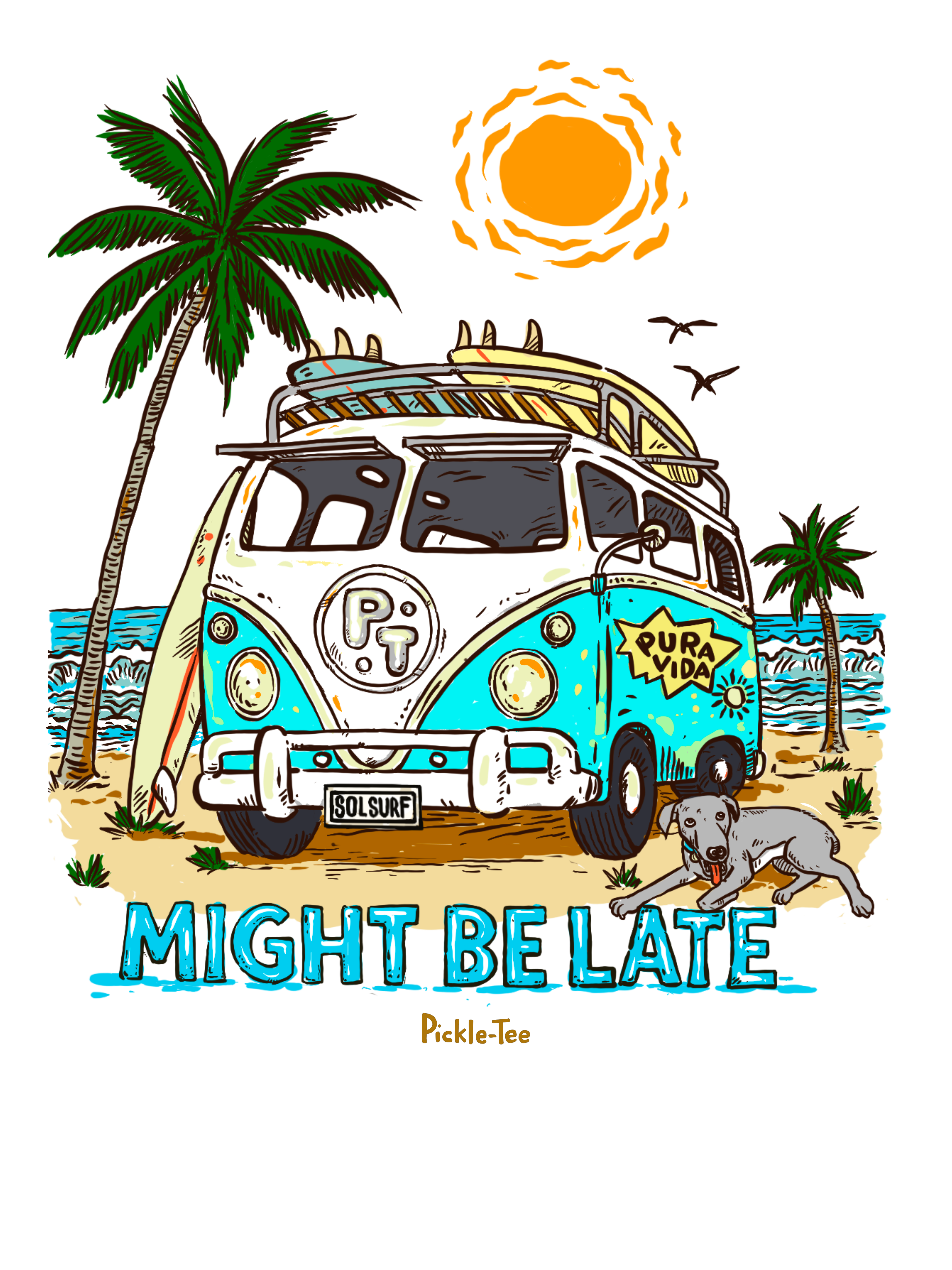 Surfing, Might Be Late, Unisex V-Neck Tee