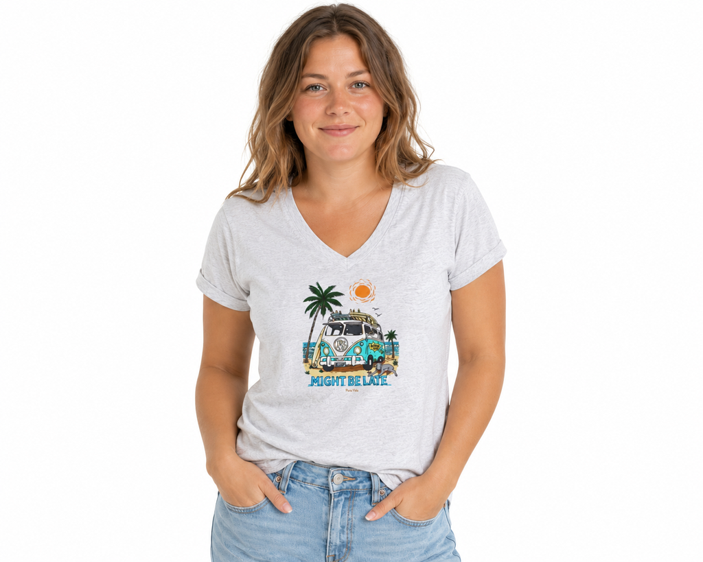 Surfing, Might Be Late, Unisex V-Neck Tee