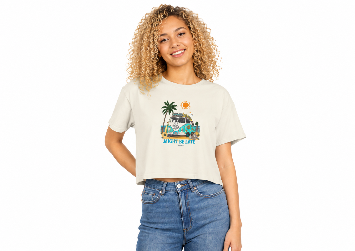 Surfing, Might Be Late Women's Crop Tee
