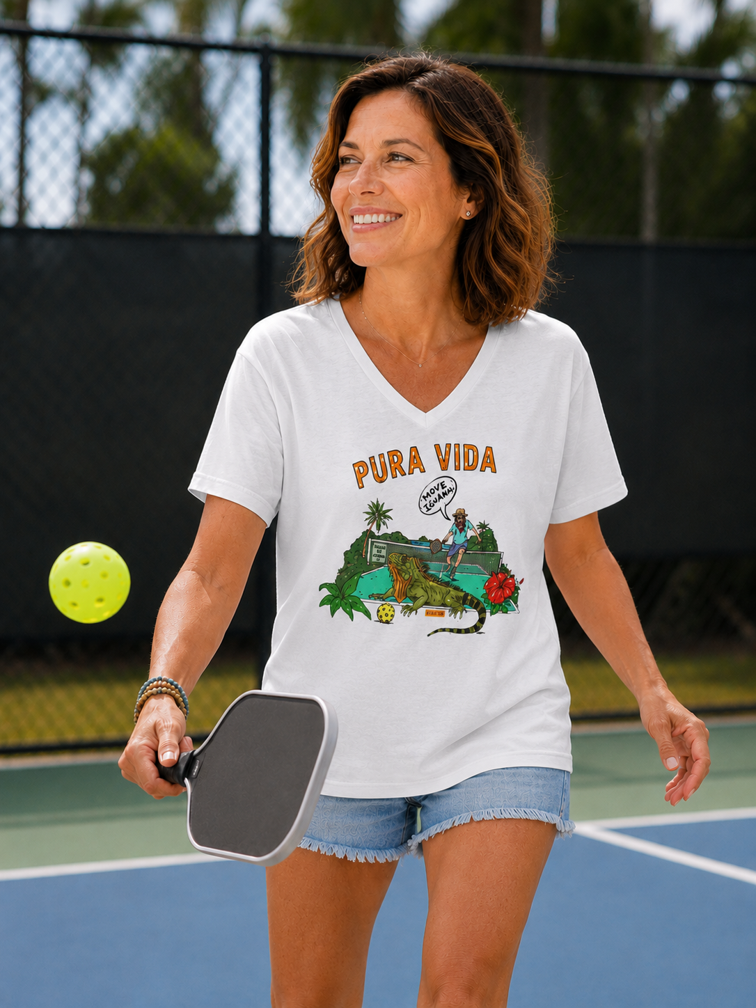 Iguana Pickleball Unisex V-Neck Tee