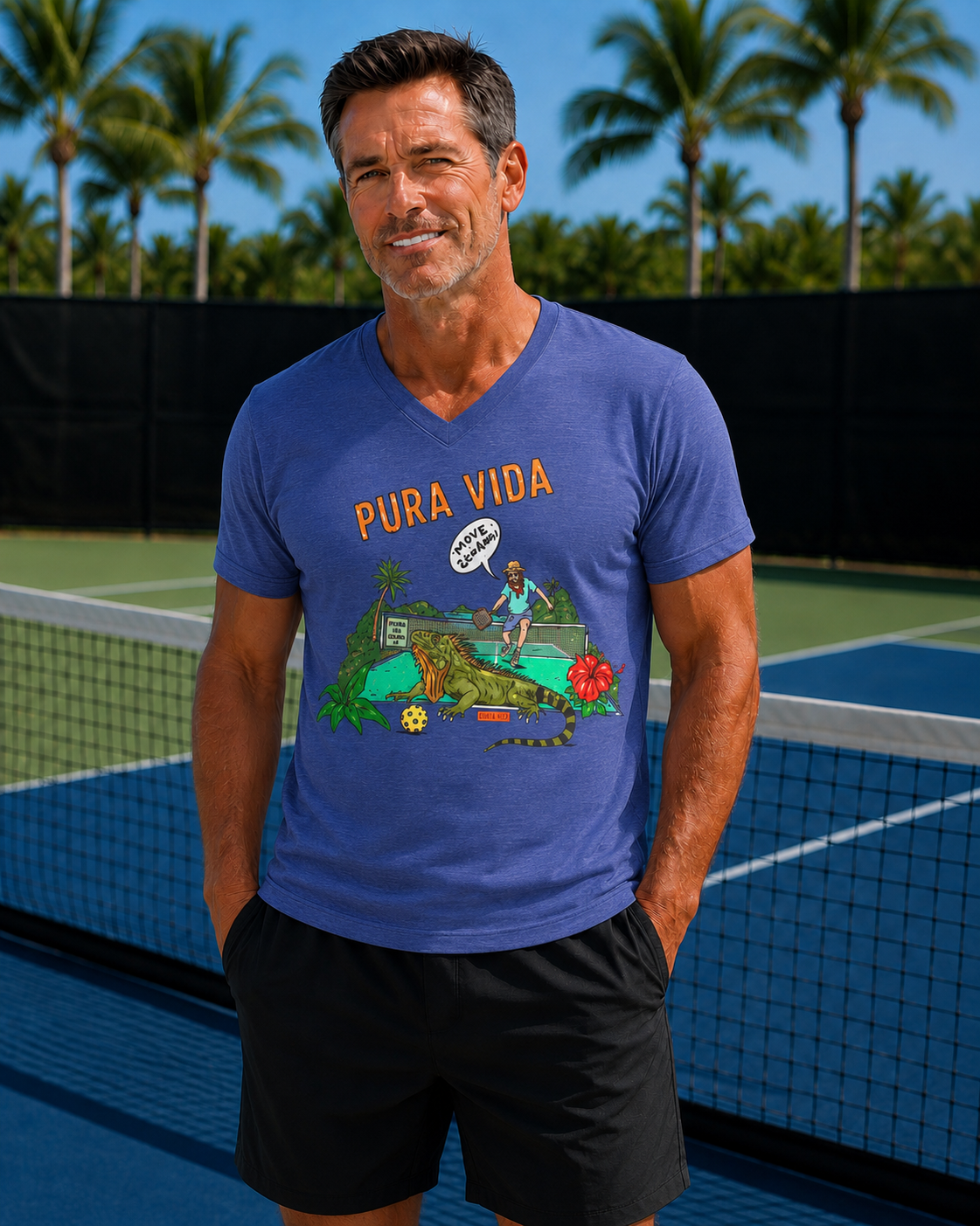 Iguana Pickleball Unisex V-Neck Tee