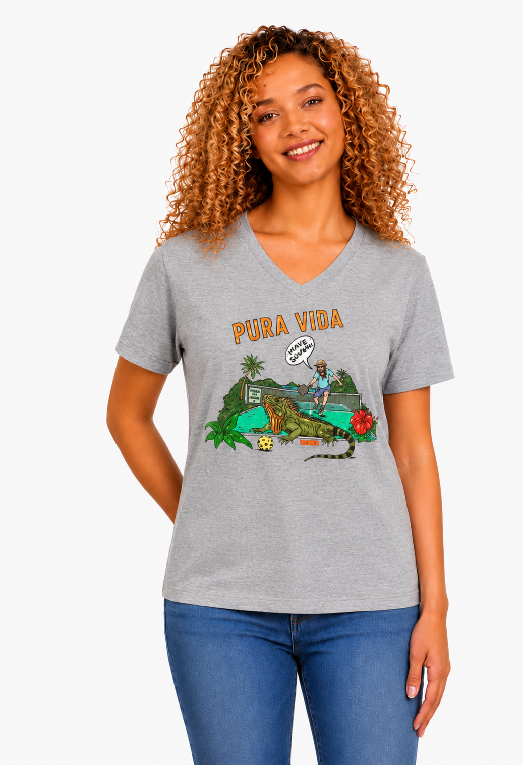 Iguana Pickleball Unisex V-Neck Tee