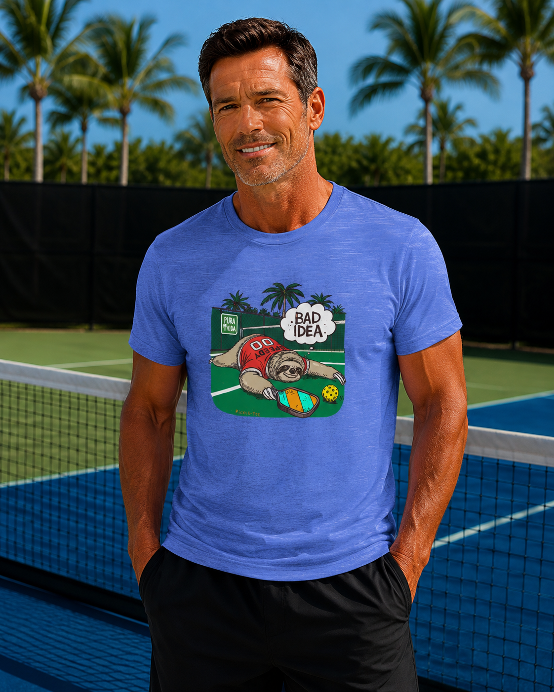 Pickleball Speedy the Sloth, Unisex Crew Neck Tee