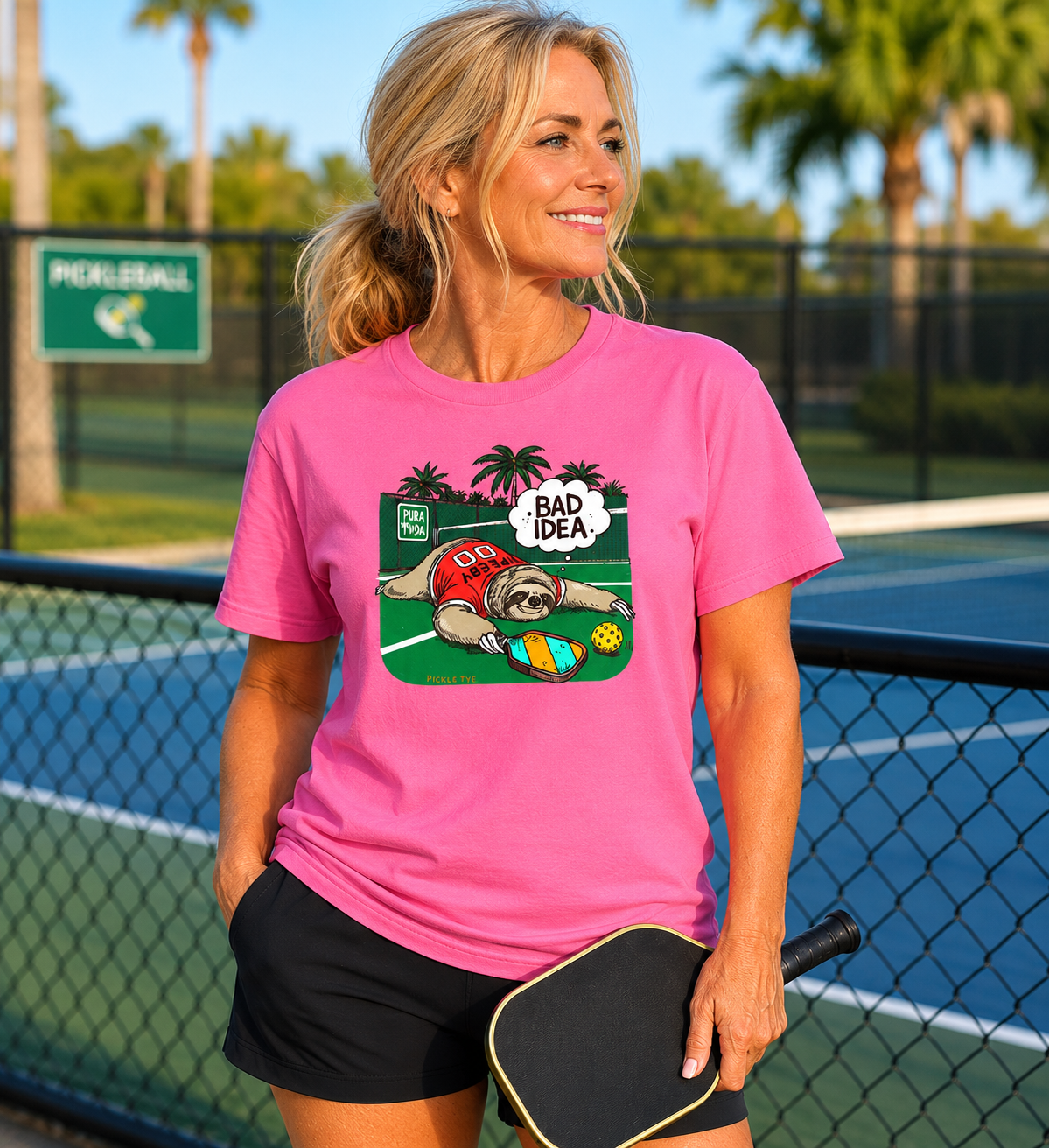 Pickleball Speedy the Sloth, Unisex Crew Neck Tee