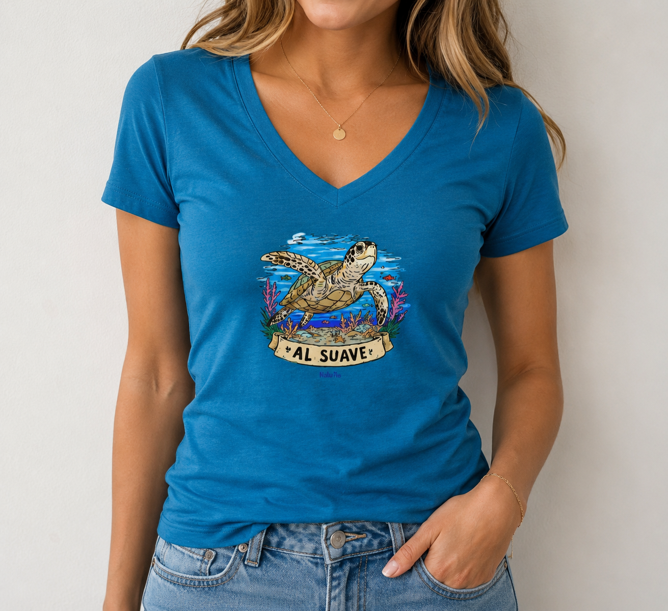 Sea Turtle Women's Lightweight Fitted V-Neck Tee