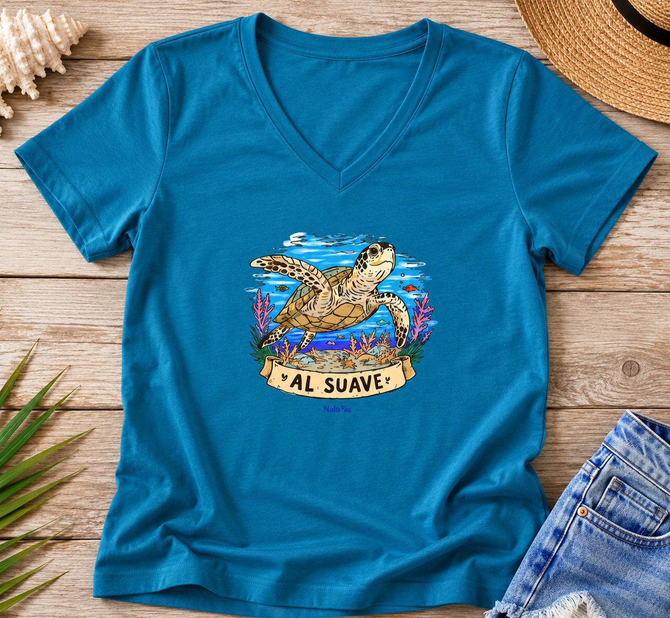 Sea Turtle Women's Lightweight Fitted V-Neck Tee