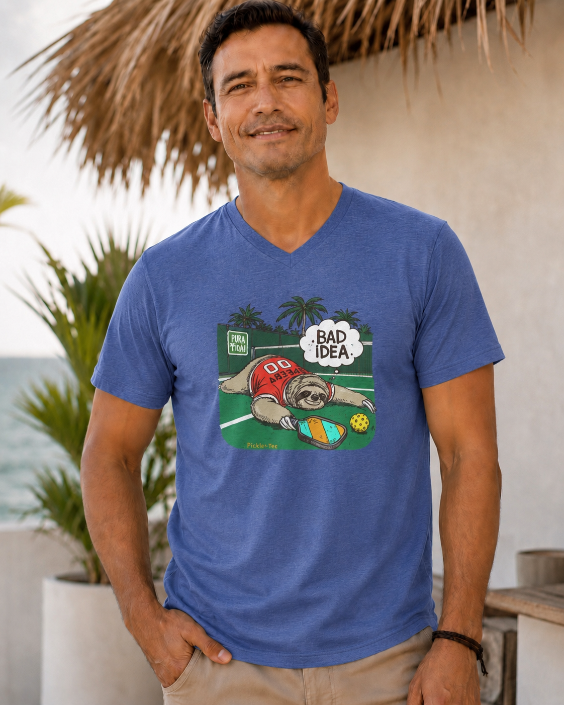 Pickleball Speedy the Sloth Unisex V-Neck Tee