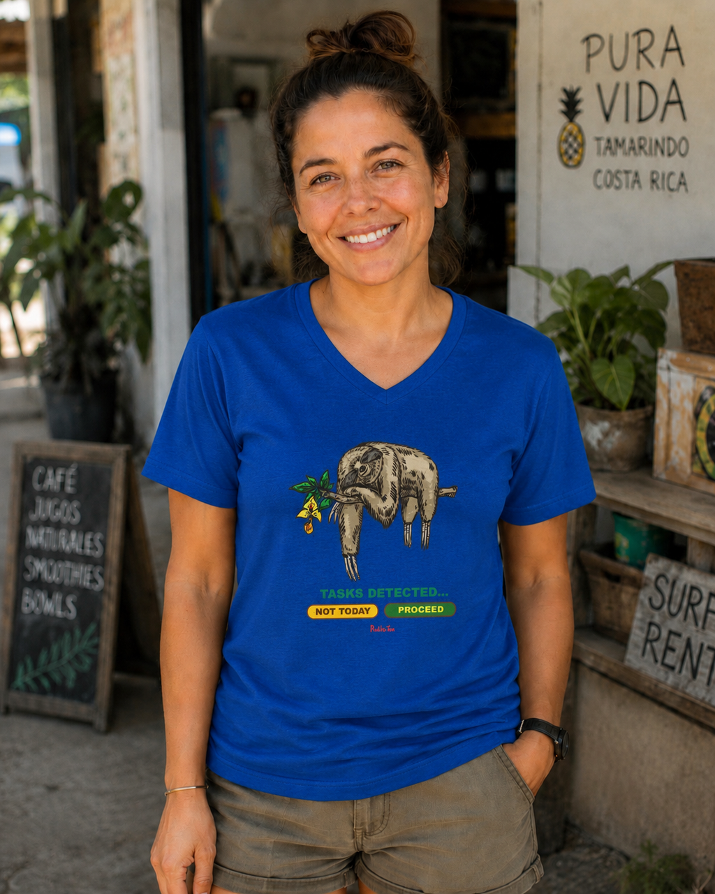 Sloth Tasks Ladies' V-Neck Tee