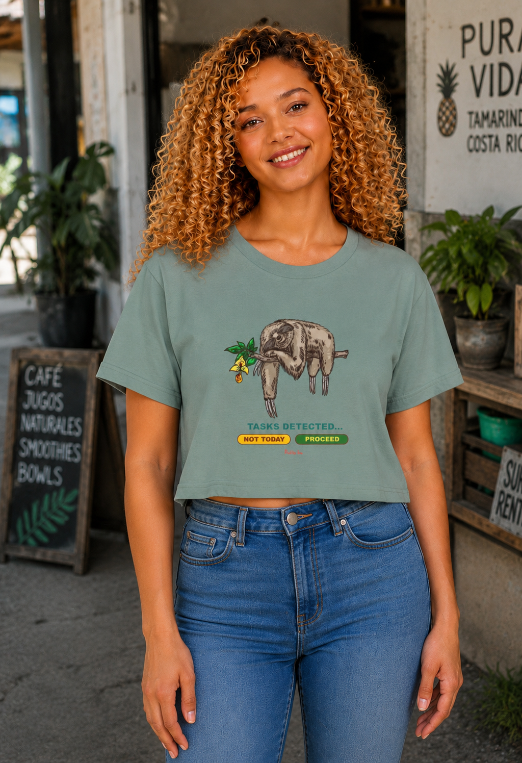 Sloth Tasks Women's Crop Tee