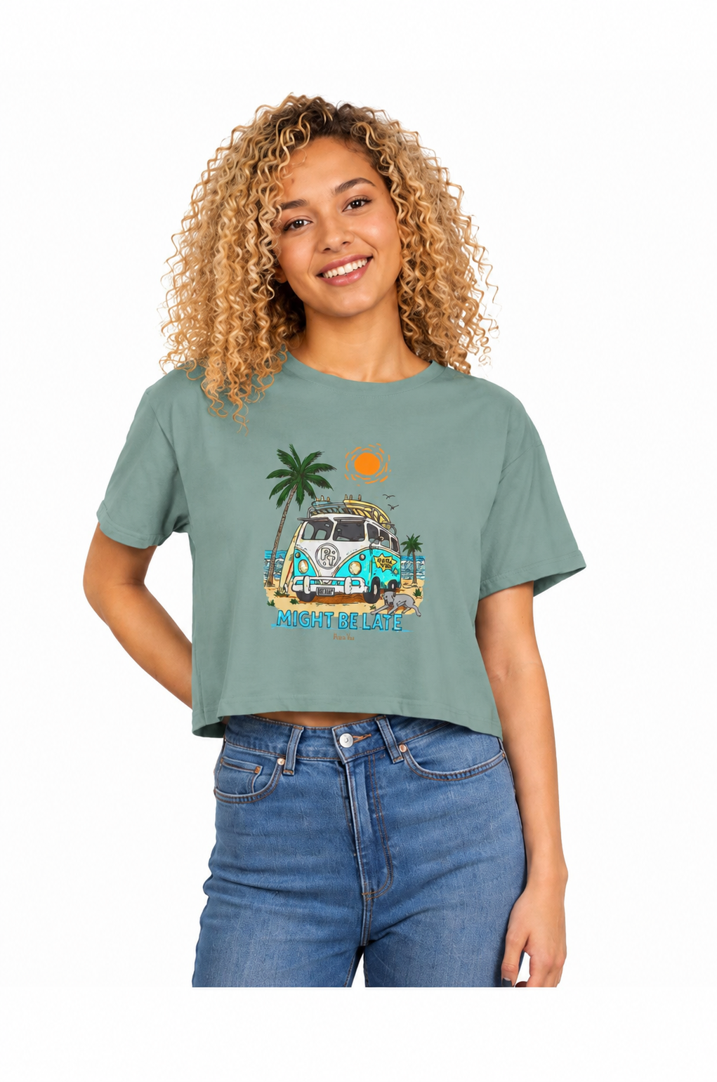 Surfing, Might Be Late Women's Crop Tee