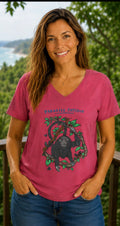 Monkey Paradise Fatigue Women’s Midweight Semi Fitted V-Neck Tee