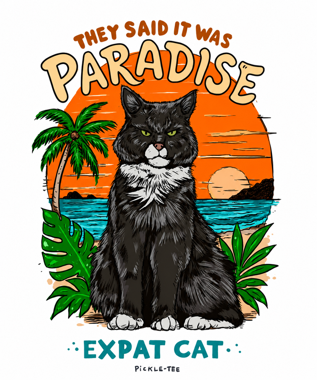 Expat Cat Ladies' Midweight Semi-fitted V-Neck Tee