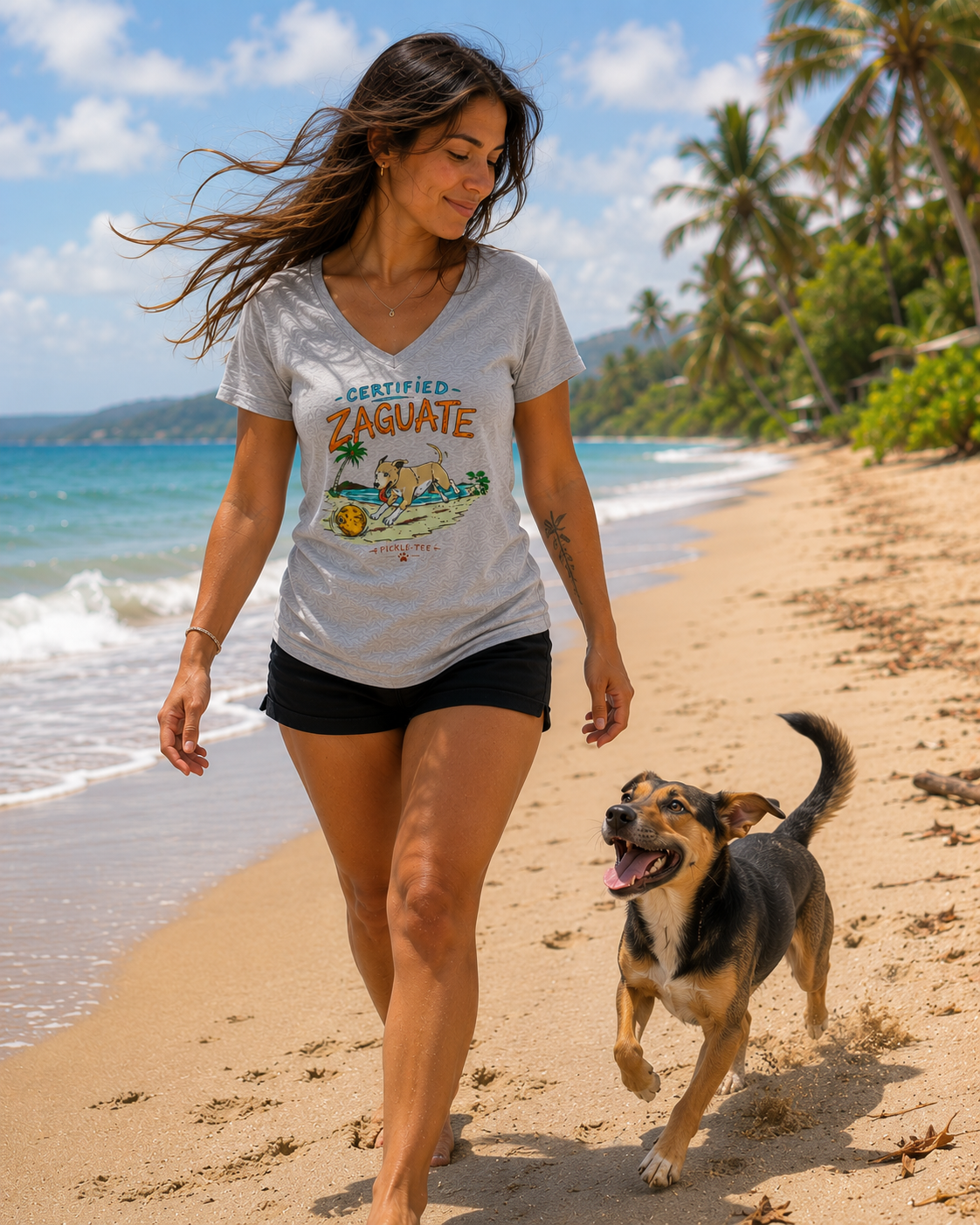 Certified Zaguate, Women’s Semi Fitten Midweight V-Neck Tee