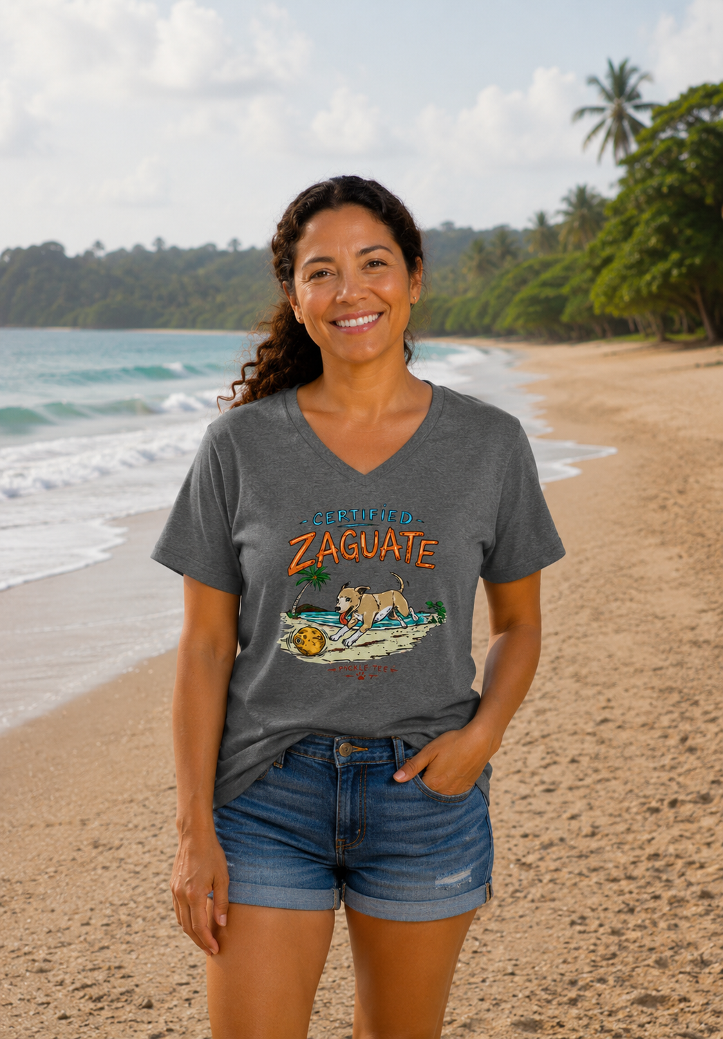 Certified Zaguate, Women’s Semi Fitten Midweight V-Neck Tee