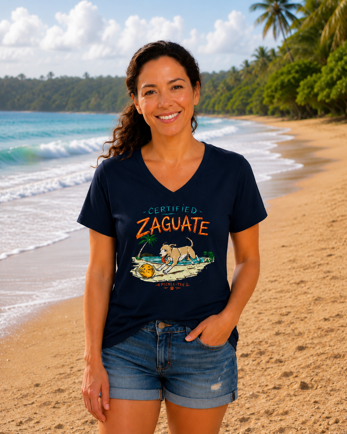 Certified Zaguate, Women’s Semi Fitten Midweight V-Neck Tee