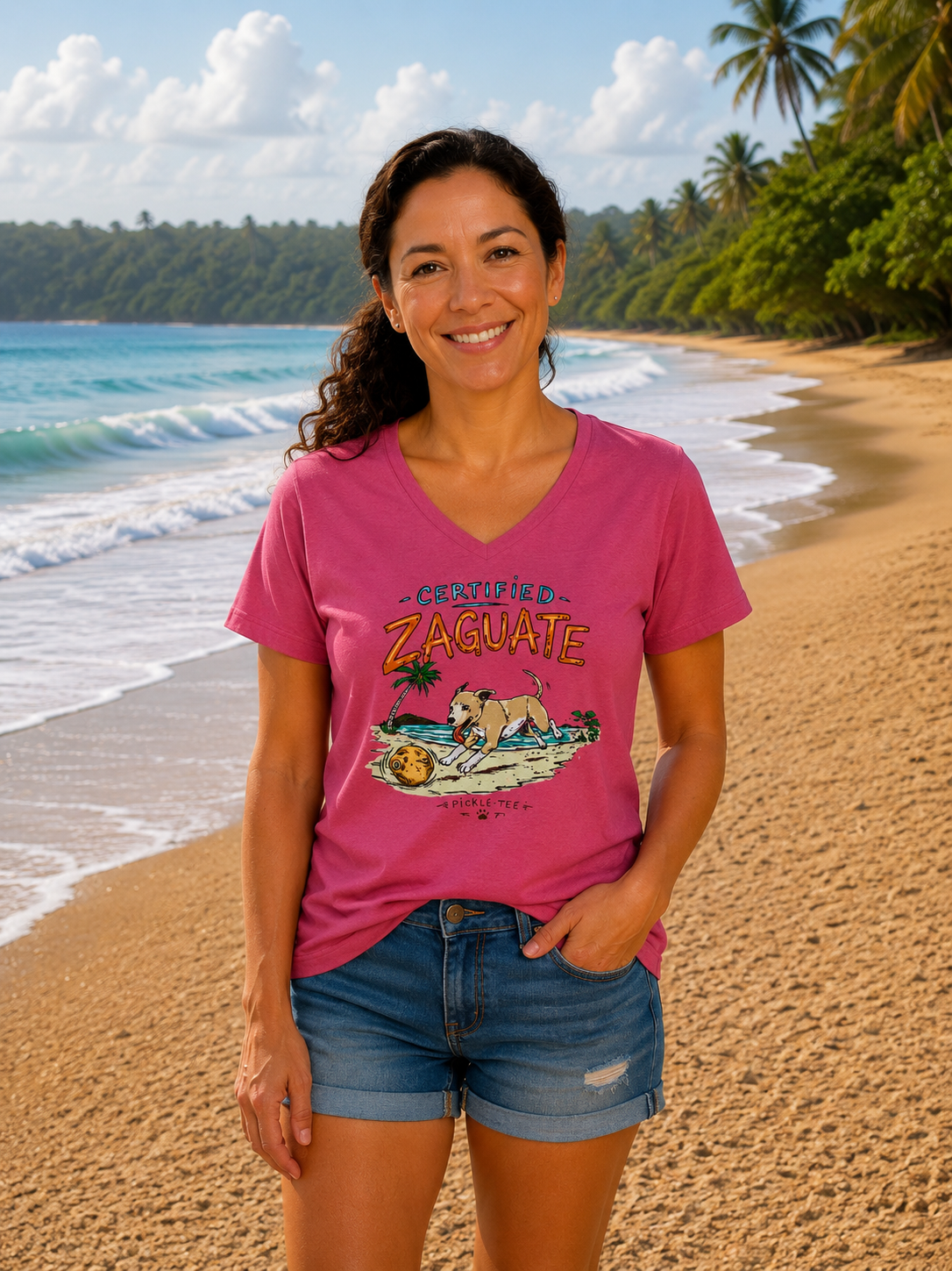 Certified Zaguate, Women’s Semi Fitten Midweight V-Neck Tee