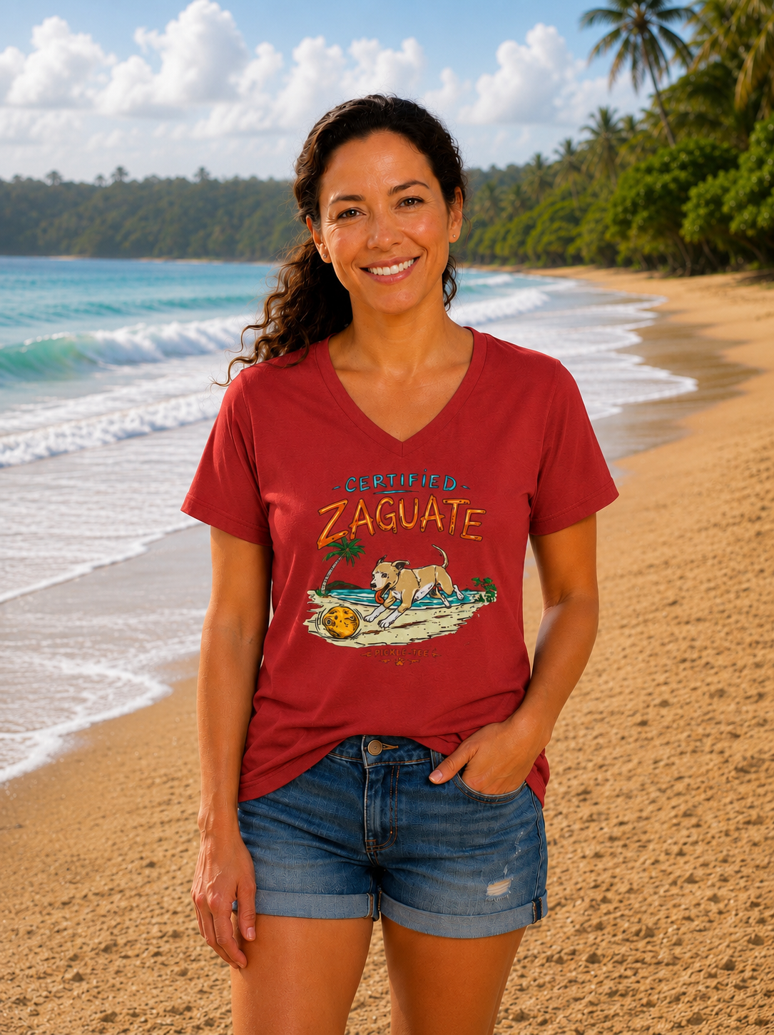 Certified Zaguate, Women’s Semi Fitten Midweight V-Neck Tee