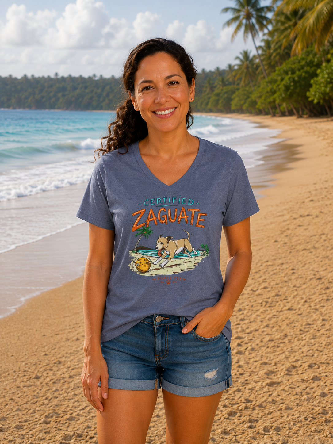 Certified Zaguate, Women’s Semi Fitten Midweight V-Neck Tee