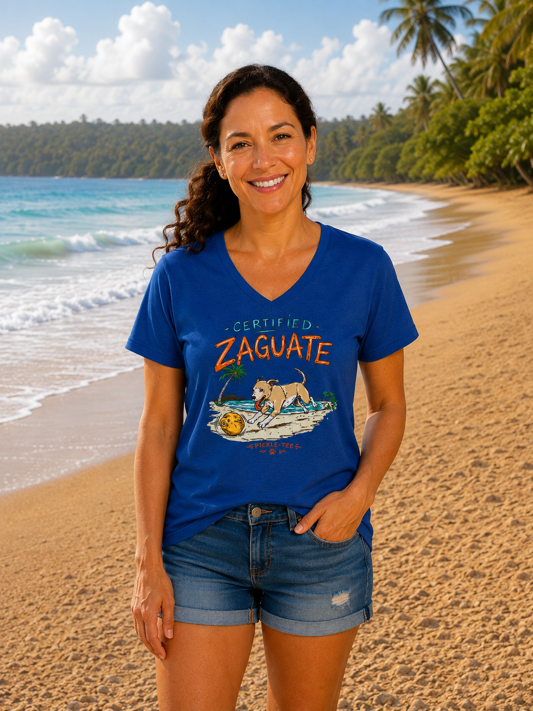 Certified Zaguate, Women’s Semi Fitten Midweight V-Neck Tee