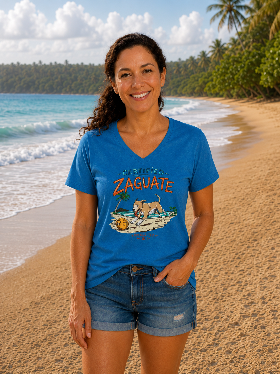 Certified Zaguate, Women’s Semi Fitten Midweight V-Neck Tee