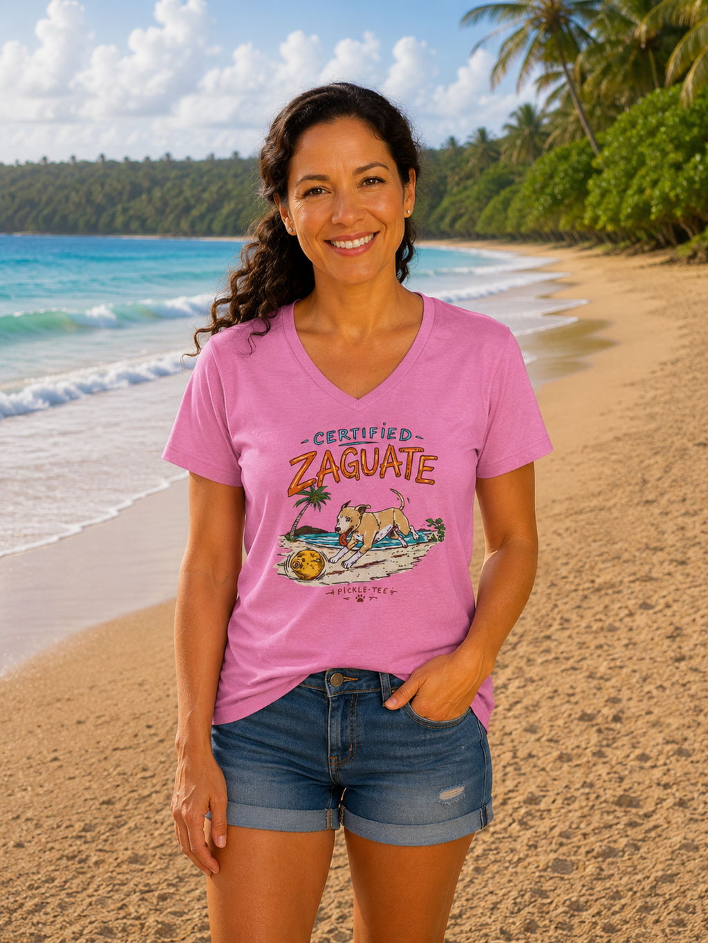 Certified Zaguate, Women’s Semi Fitten Midweight V-Neck Tee