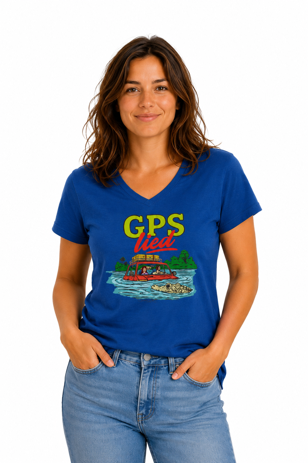 GPS Lied, Women’s Midweight Semi Fitted  V-Neck Tee