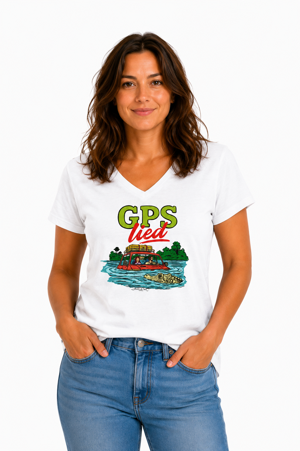 GPS Lied, Women’s Midweight Semi Fitted  V-Neck Tee