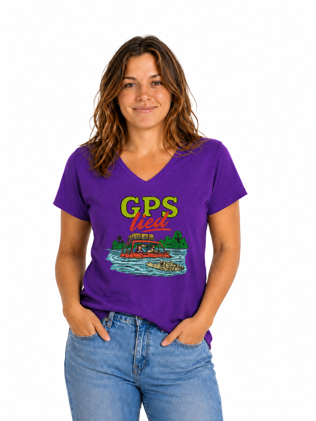 GPS Lied, Women’s Midweight Semi Fitted  V-Neck Tee
