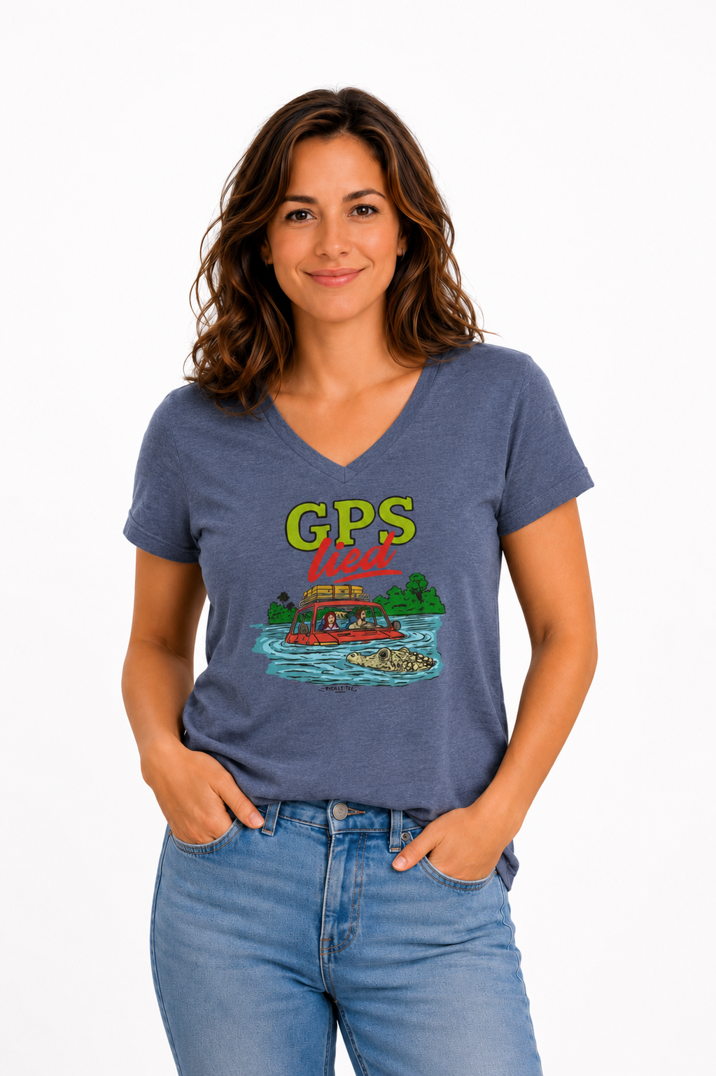 GPS Lied, Women’s Midweight Semi Fitted  V-Neck Tee