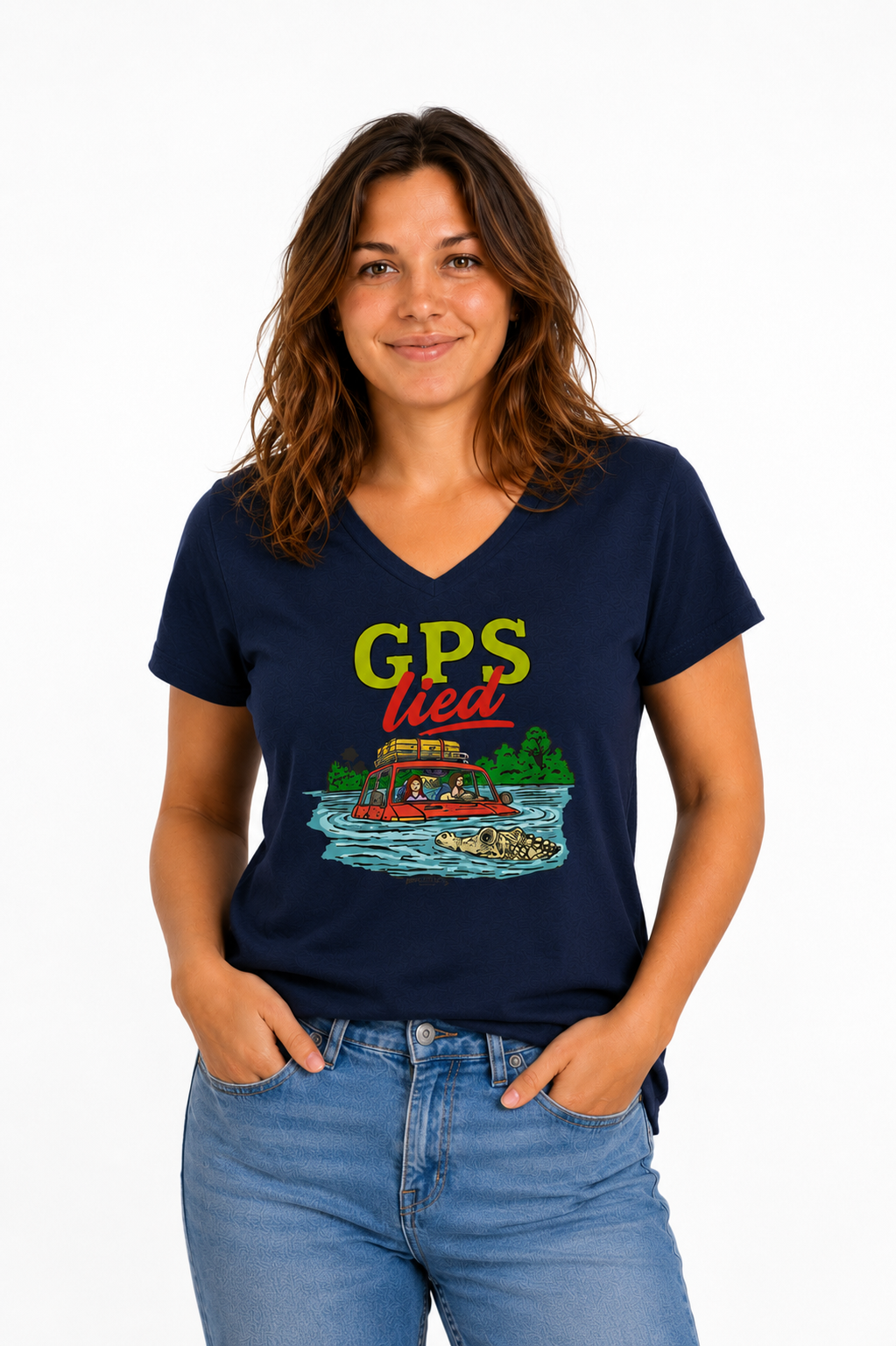 GPS Lied, Women’s Midweight Semi Fitted  V-Neck Tee