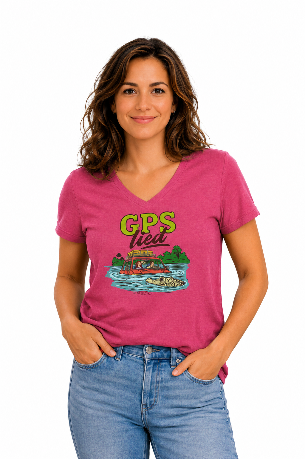 GPS Lied, Women’s Midweight Semi Fitted  V-Neck Tee