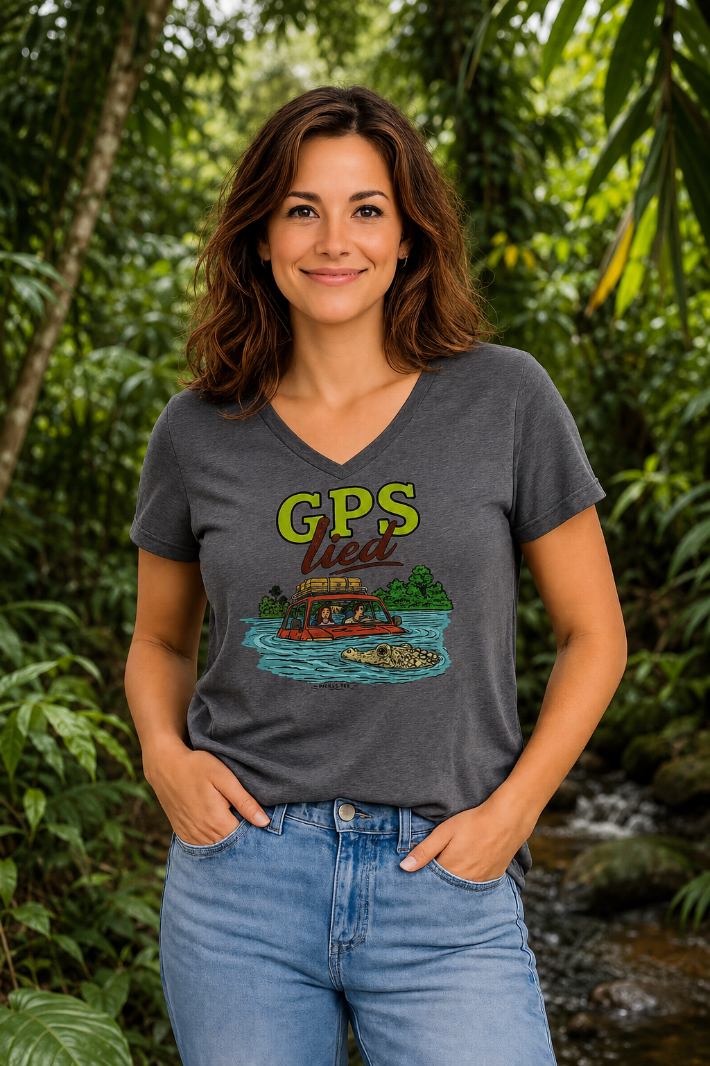 GPS Lied, Women’s Midweight Semi Fitted  V-Neck Tee