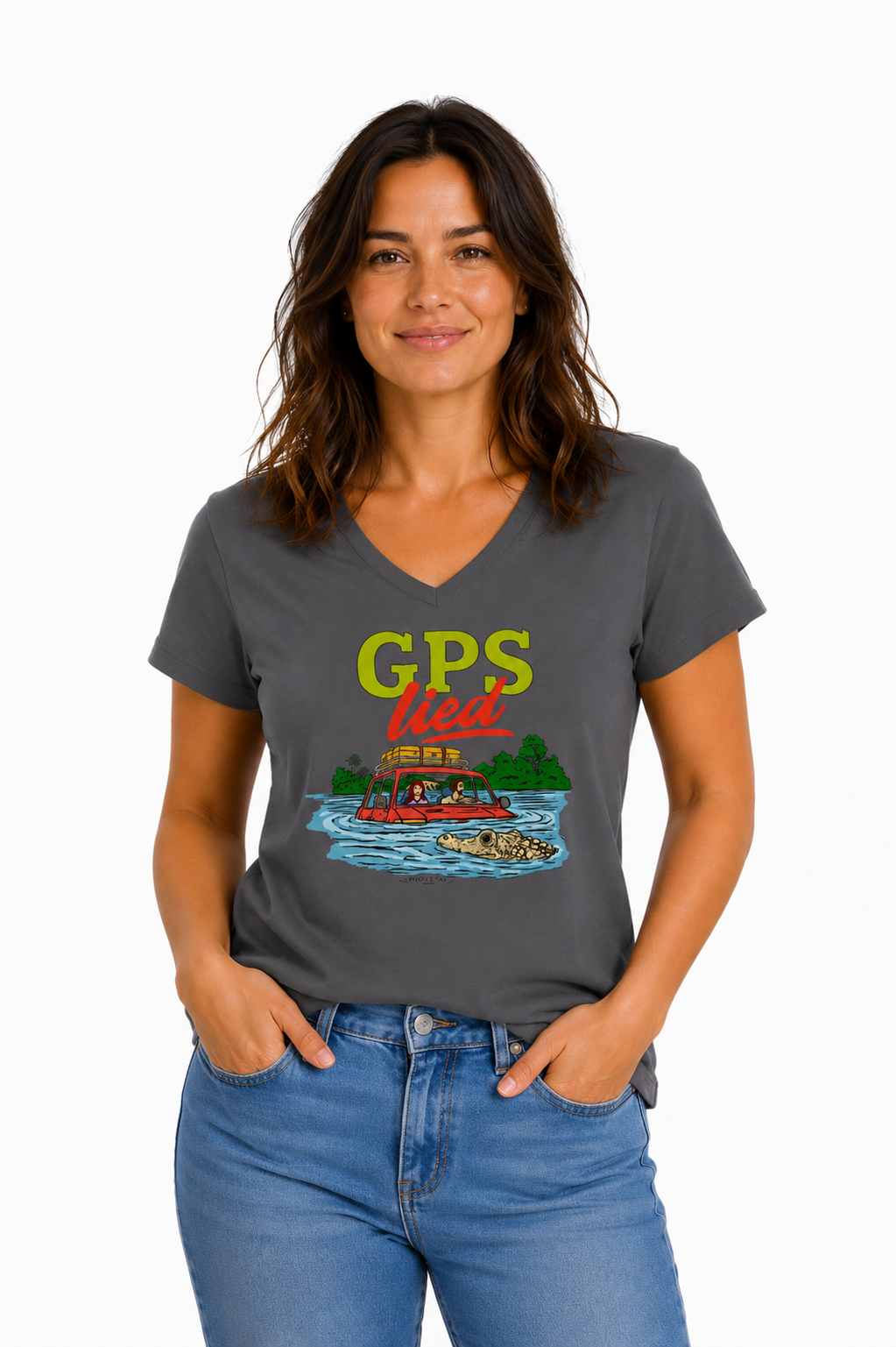 GPS Lied, Women’s Midweight Semi Fitted  V-Neck Tee