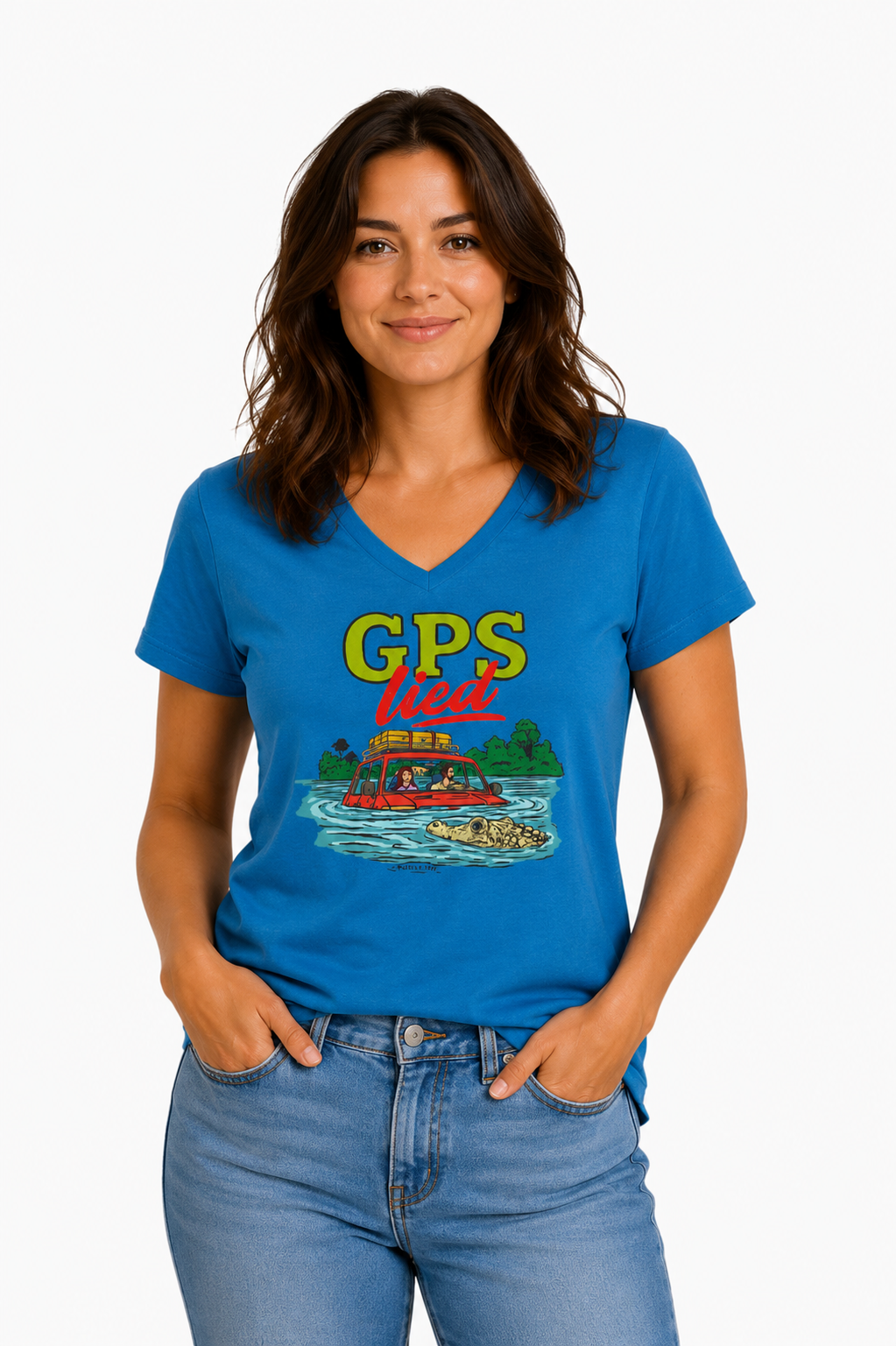 GPS Lied, Women’s Midweight Semi Fitted  V-Neck Tee