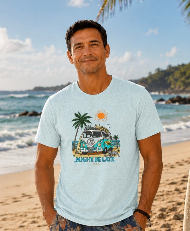 Surfing, Might Be Late! Unisex Crew Neck Tee