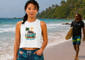 Surfing, Might Be Late Women’s Racerback Crop