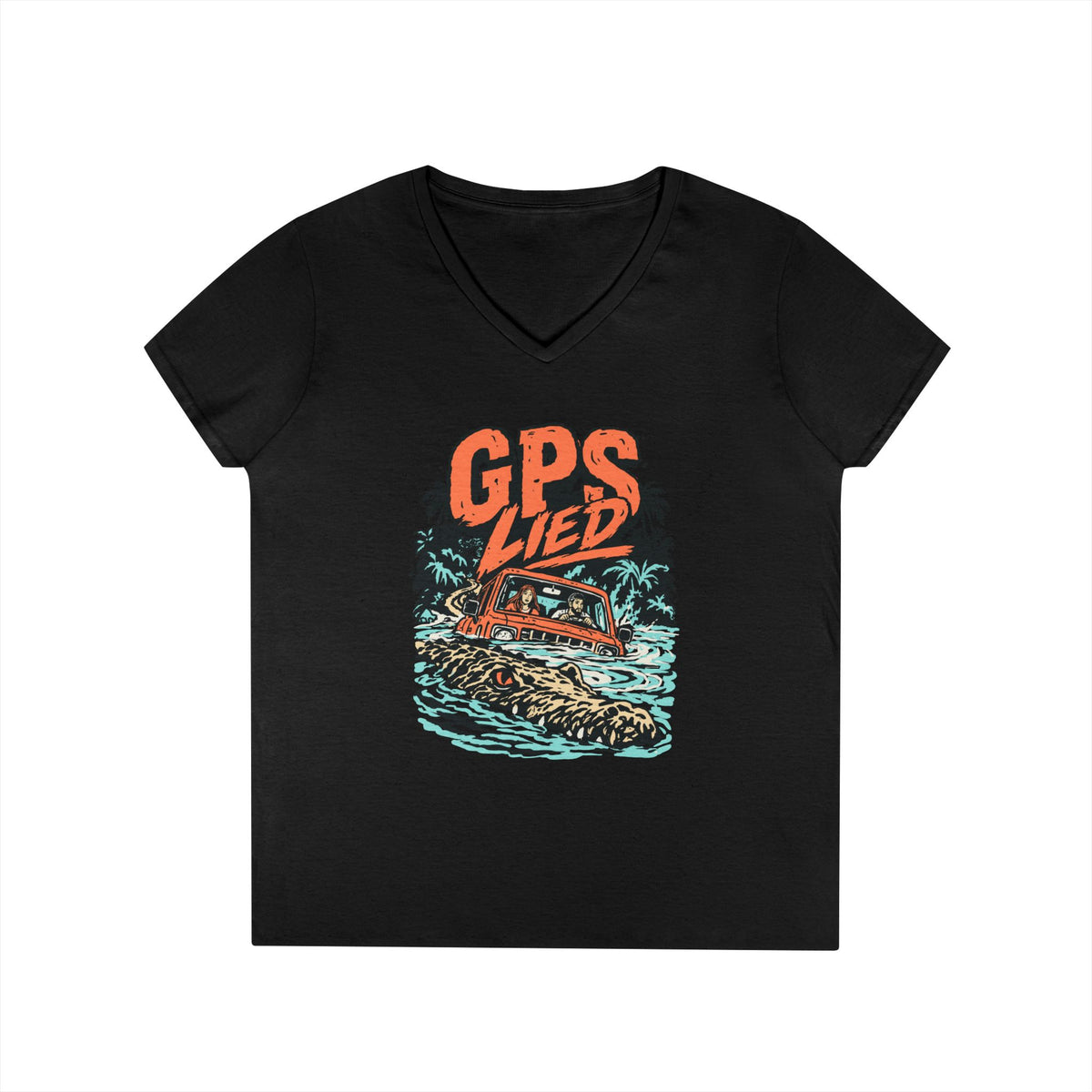 GPS LIED, Women’s Midweight Semi Fitted  V-Neck Tee