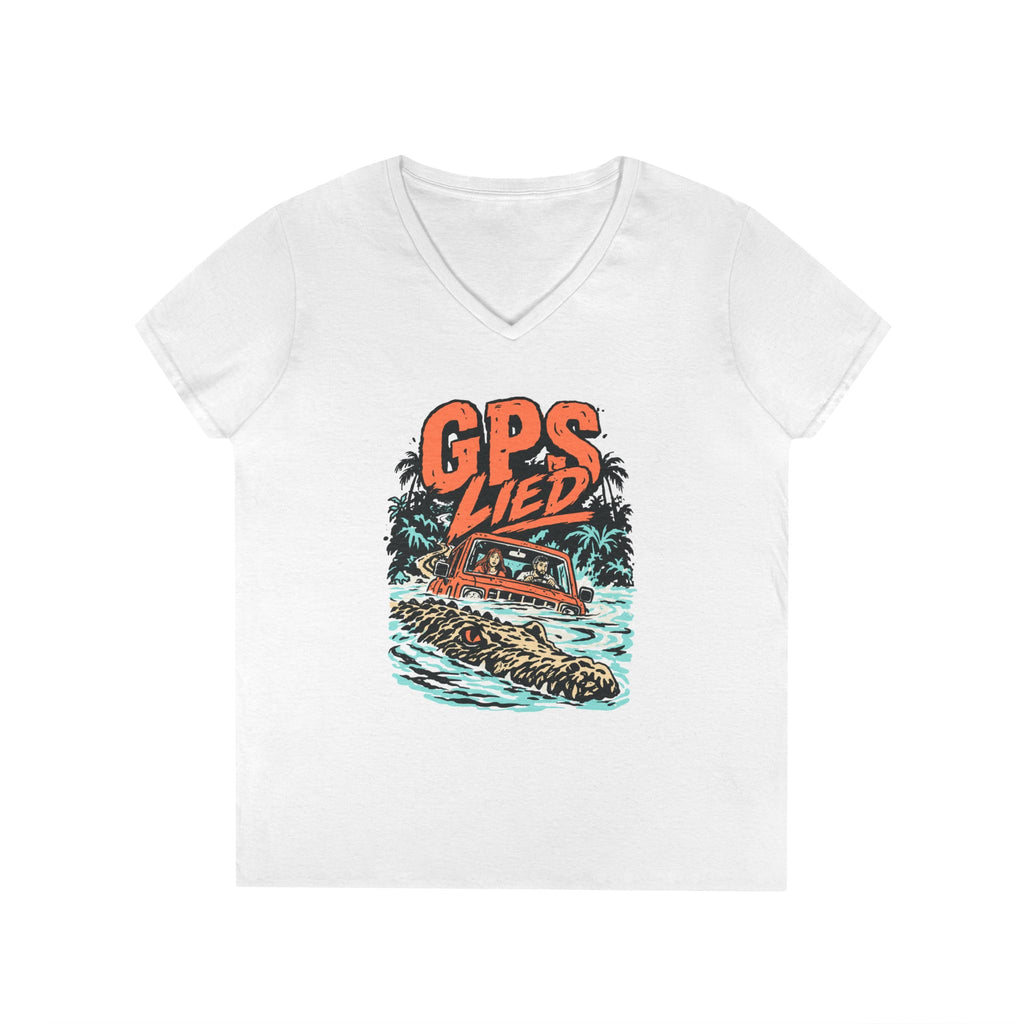 GPS LIED, Women’s Midweight Semi Fitted  V-Neck Tee