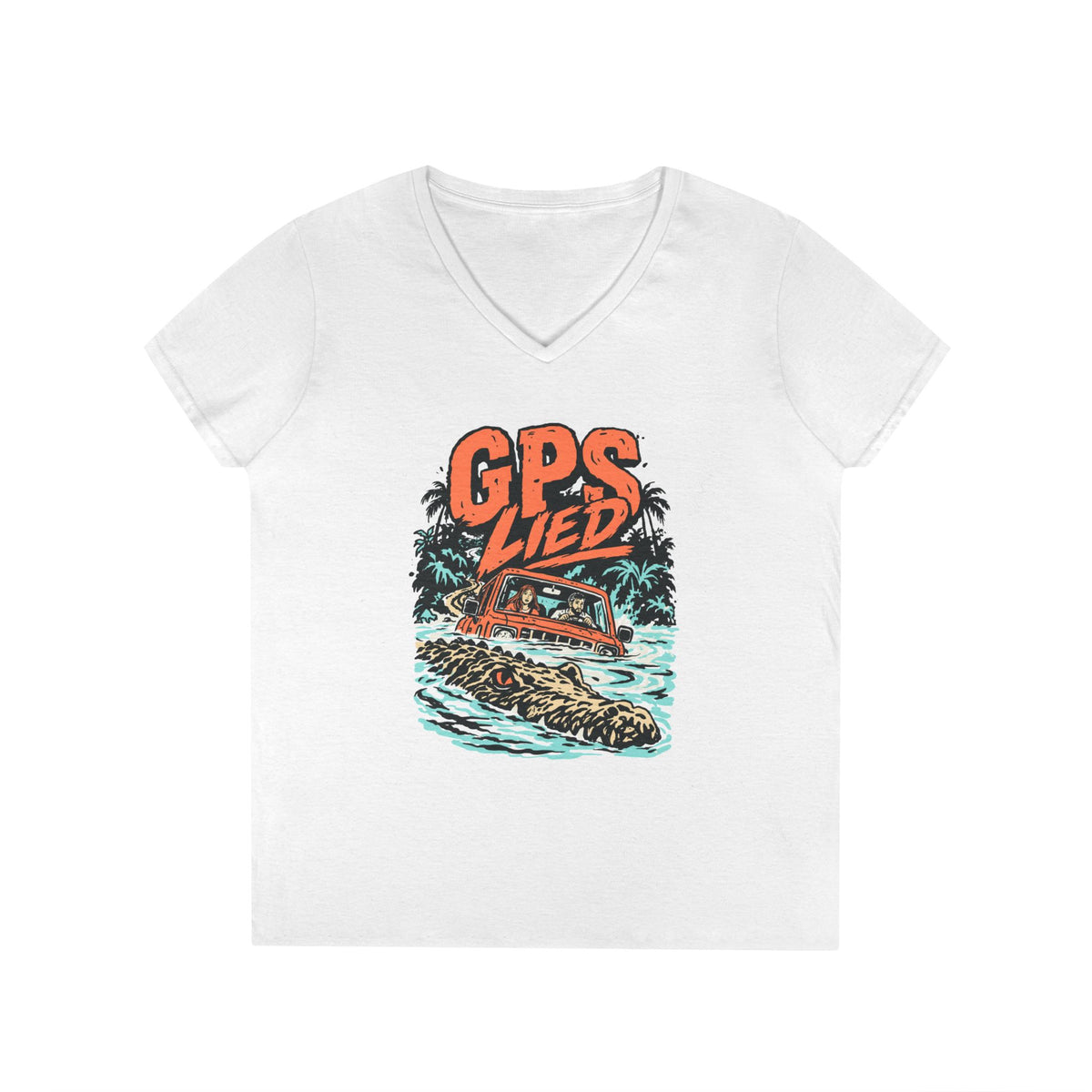 GPS LIED, Women’s Midweight Semi Fitted  V-Neck Tee