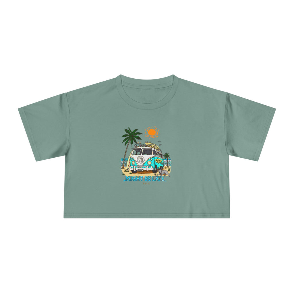 Surfing, Might Be Late Women's Crop Tee