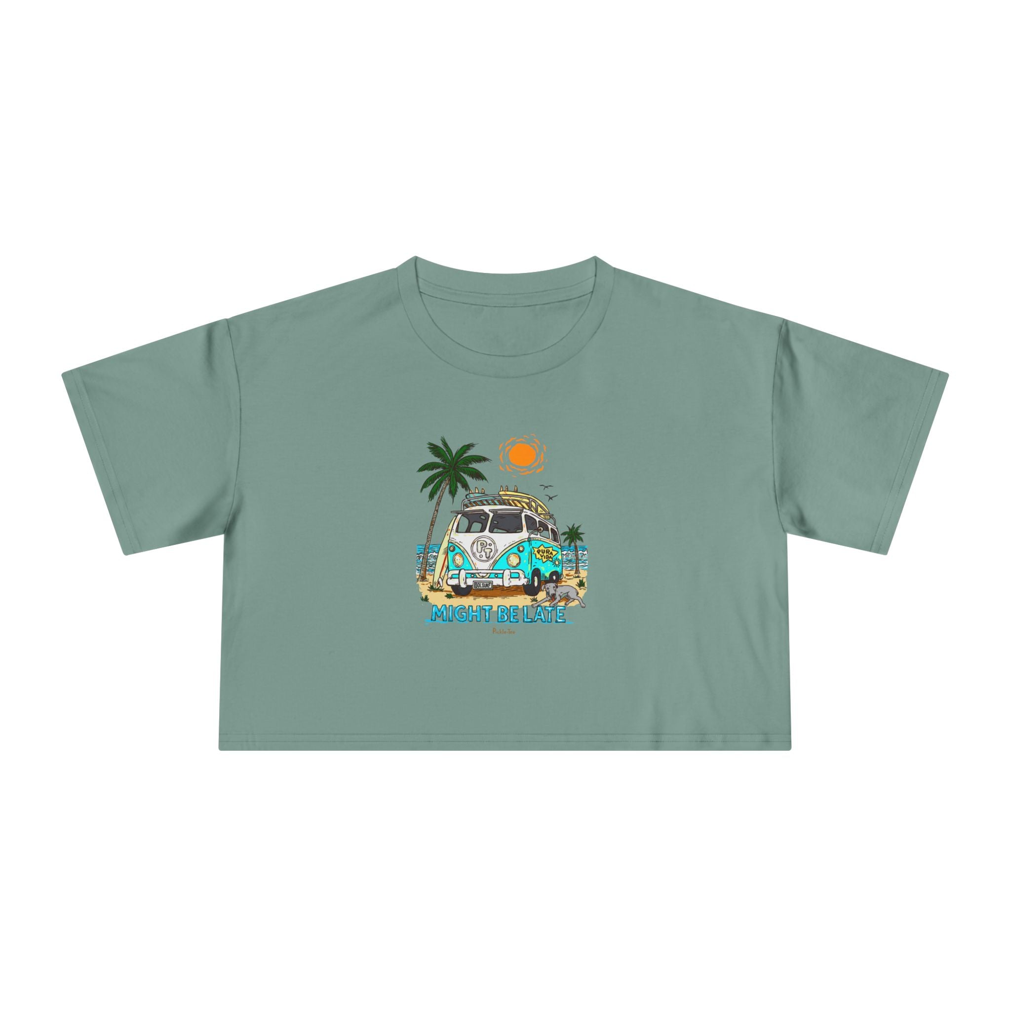 Surfing, Might Be Late Women's Crop Tee