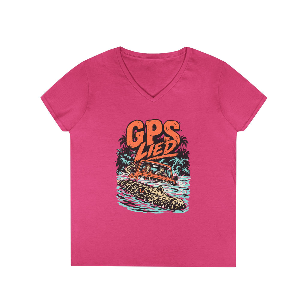 GPS LIED, Women’s Midweight Semi Fitted  V-Neck Tee