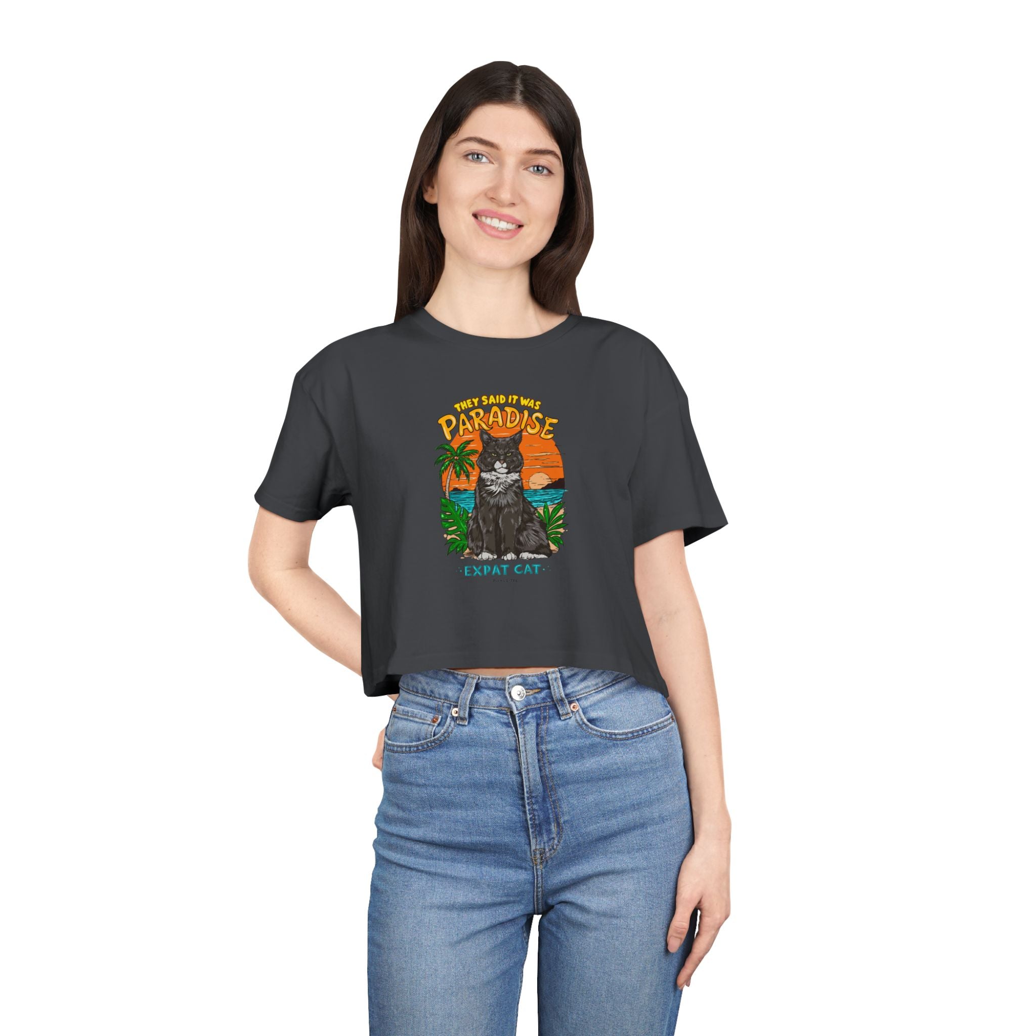 Expat Cat Women's Crop Tee