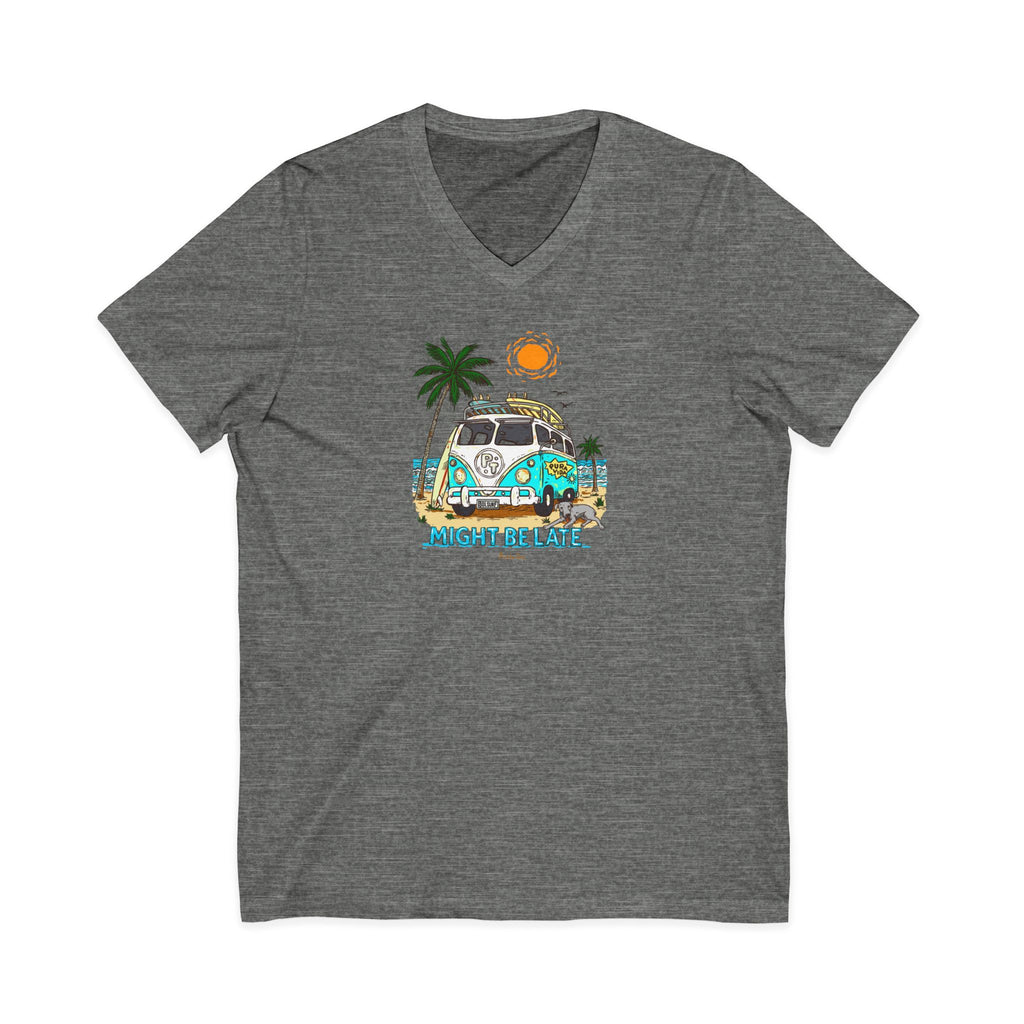 Surfing, Might Be Late, Unisex V-Neck Tee