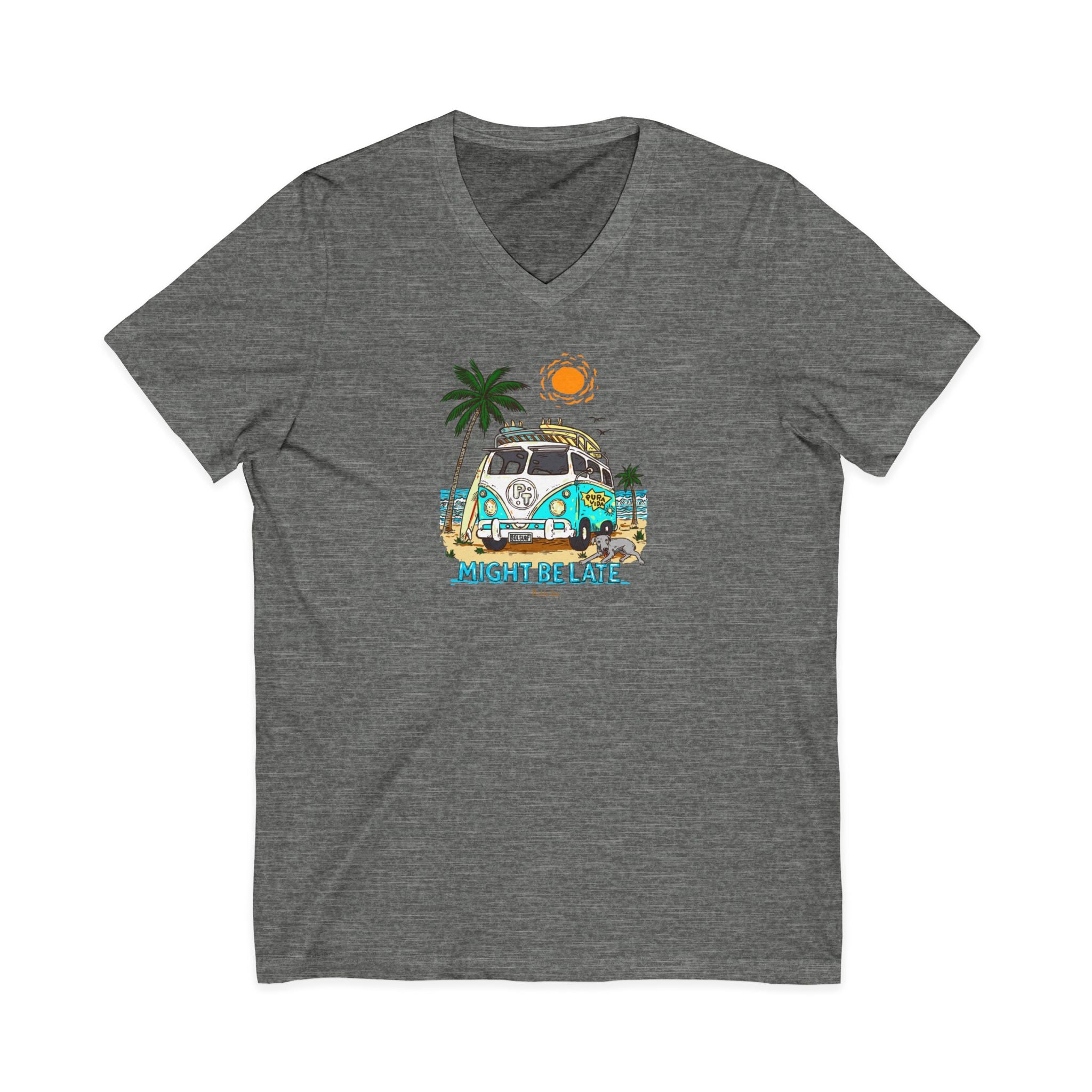 Surfing, Might Be Late, Unisex V-Neck Tee