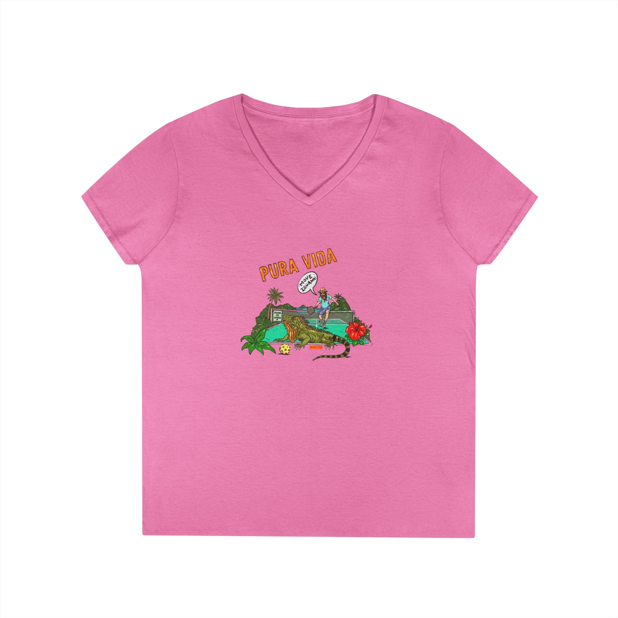 Iguana Pickleball, Ladies' midweight V-Neck T-Shirt