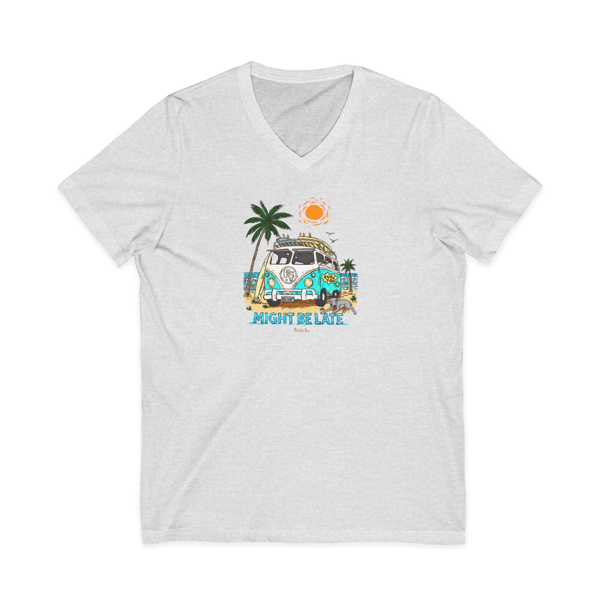 Surfing, Might Be Late, Unisex V-Neck Tee
